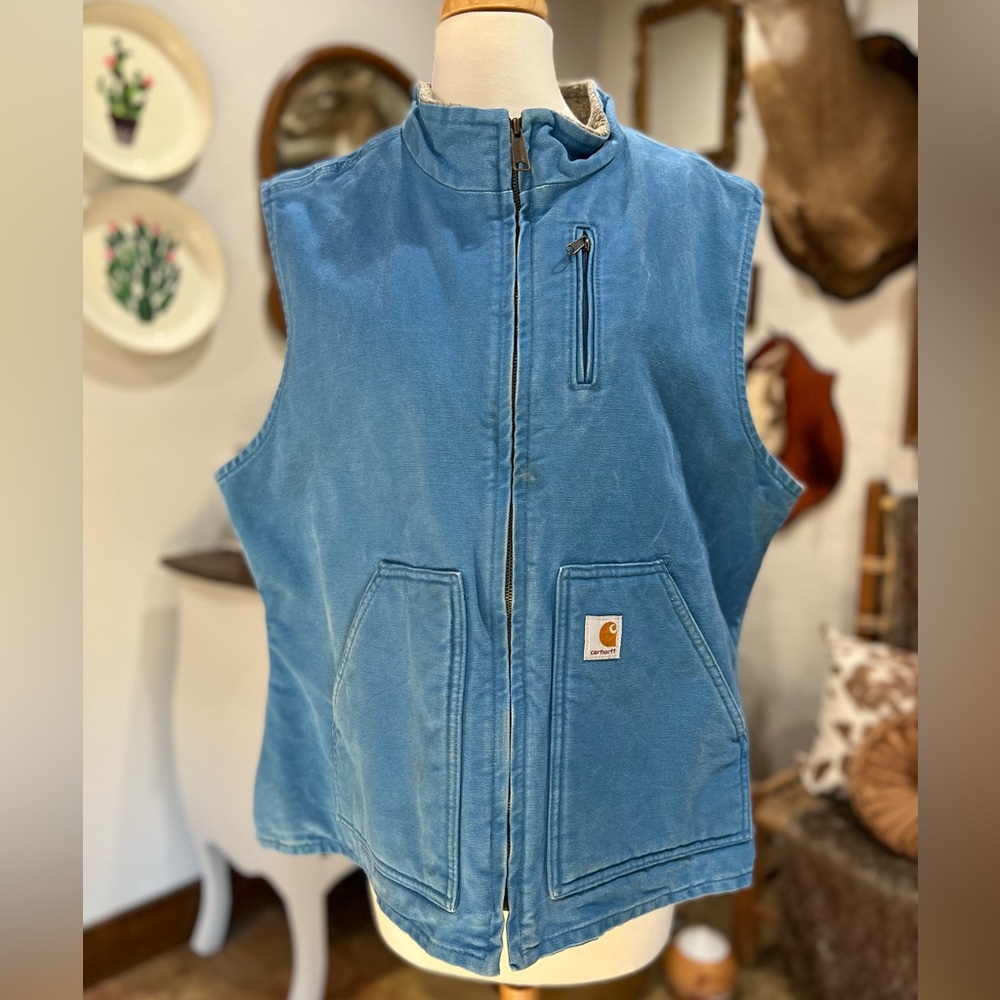 Carhartt for women blue denim vest with faux sherpa lining XXL
